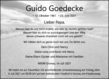 Anzeige von Guido Goedeke 