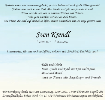 Anzeige von Sven Krendl 