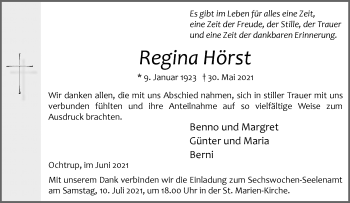 Anzeige von Regina Hörst 
