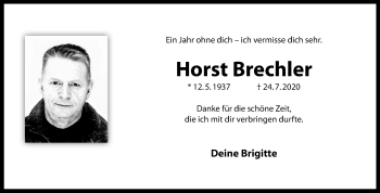 Anzeige von Horst Brechler 
