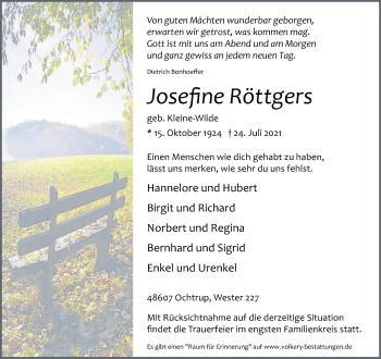 Anzeige von Josefine Röttgers 