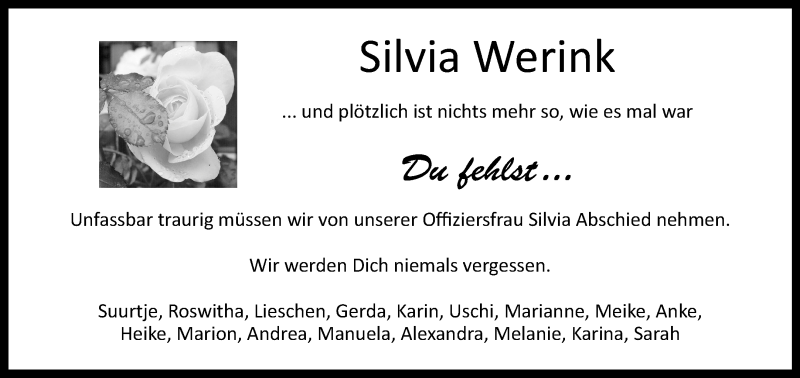  Traueranzeige für Silvia Werink vom 24.07.2021 aus 