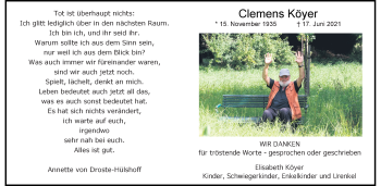 Anzeige von Clemens Köyer 