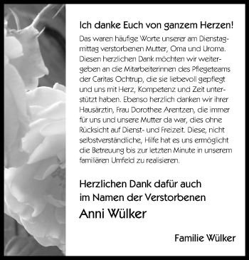 Anzeige von Anni Wülker 