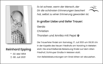 Anzeige von Reinhard Epping 