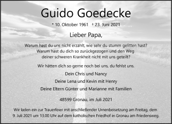 Anzeige von Guido Goedecke 