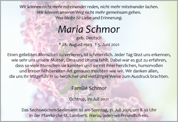 Anzeige von Maria Schmoor 