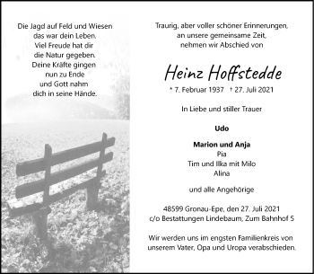 Anzeige von Heinz Hoffstedde 