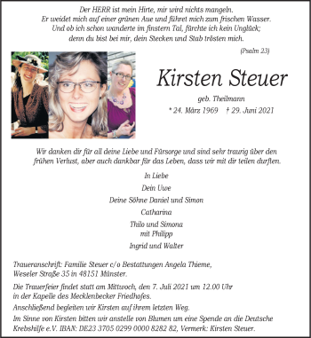 Anzeige von Kirsten Steuer 