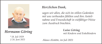 Anzeige von Hermann Göring 