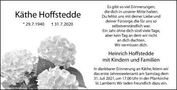 Anzeige von Käthe Hoffstedde 