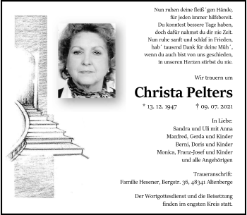 Anzeige von Christa Pelters 