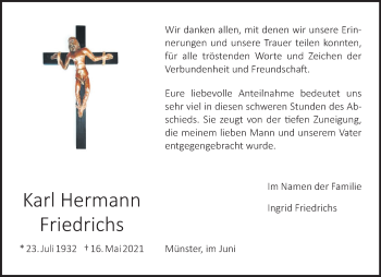 Anzeige von Hermann Friedrichs 