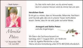 Anzeige von Monika Peters 
