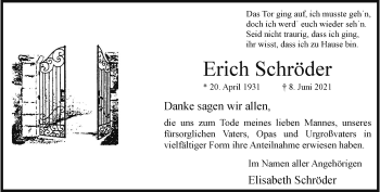 Anzeige von Erich Schröder 