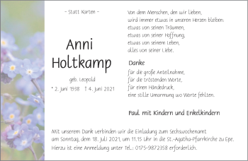 Anzeige von Anni Holtkamp 