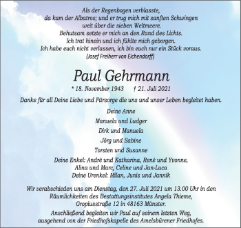 Anzeige von Paul Gehrmann 