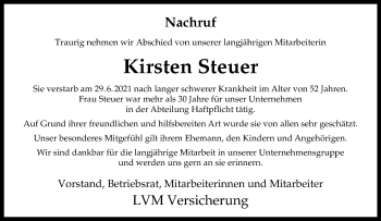 Anzeige von Kirsten Steuer 
