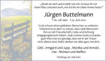 Anzeige von Jürgen Buttelmann 