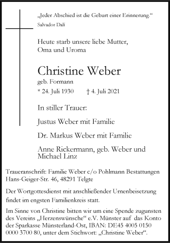 Anzeige von Christine Weber 