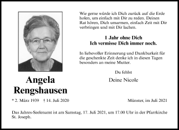 Anzeige von Angela Rengshausen 