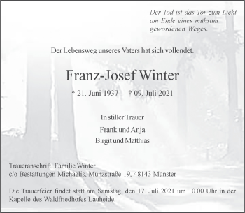 Anzeige von Franz-Josef Winter 