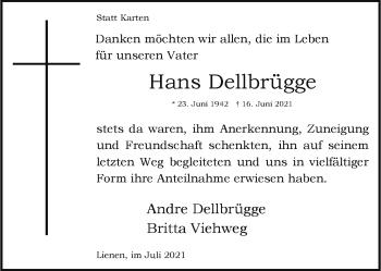 Anzeige von Hans Dellbrügge 