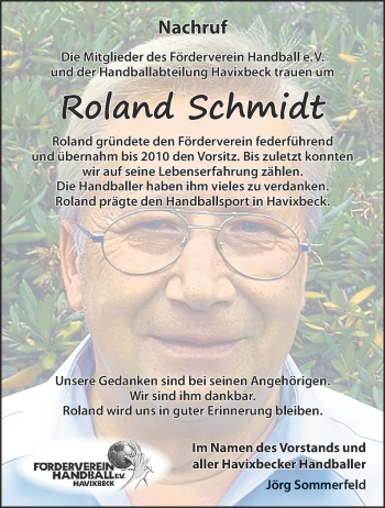 Anzeige von Roland Schmidt 