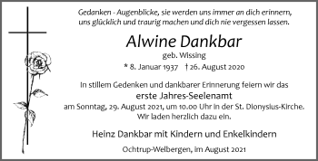 Anzeige von Alwine Dankbar 