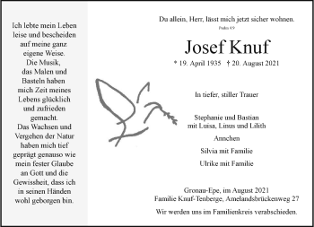 Anzeige von Josef Knuf 