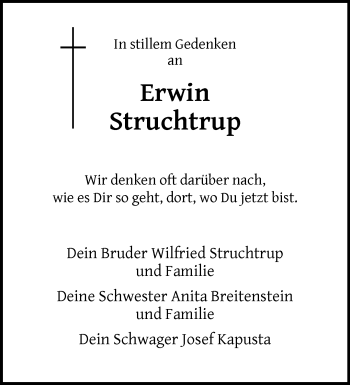 Anzeige von Erwin Struchtrup 