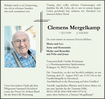 Anzeige von Clemens Mergelkamp 