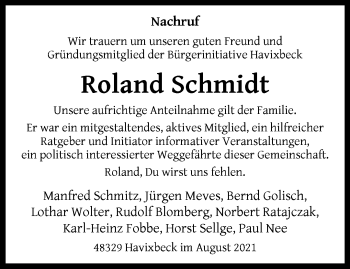 Anzeige von Roland Schmidt 