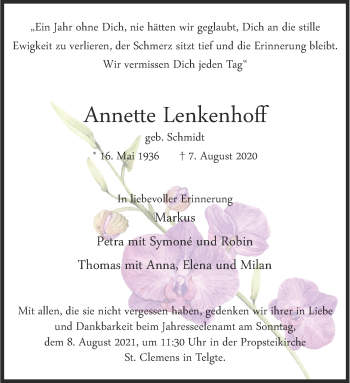 Anzeige von Annette Lenkenhoff 