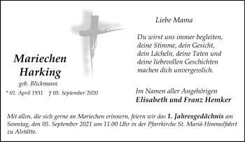 Anzeige von Mariechen Harking 