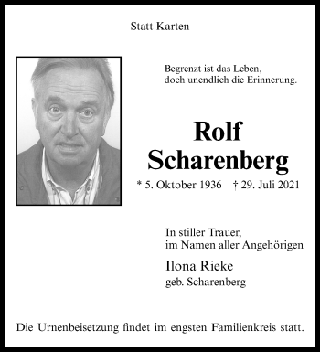 Anzeige von Rolf Scharenberg 