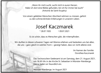 Anzeige von Josef Kaczmarek 