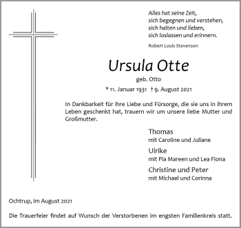 Anzeige von Ursula Otte 
