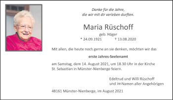 Anzeige von Maria Rüschoff 