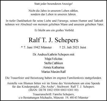 Anzeige von Ralf T. J. Schepers 