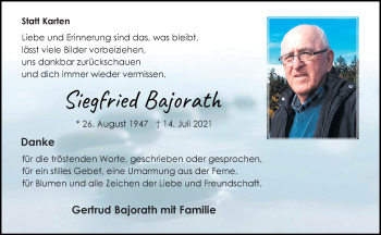 Anzeige von Siegfried Bajorath 