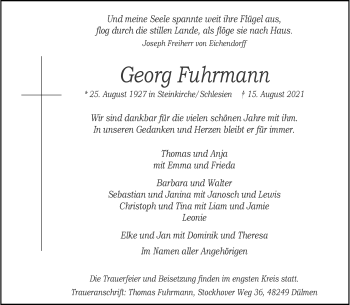 Anzeige von Georg Fuhrmann 