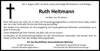 Anzeige von Ruth Heitmann 