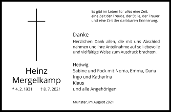 Anzeige von Heinz Mergelkamp 