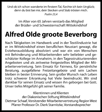 Anzeige von Alfred Olde groote Beverborg 