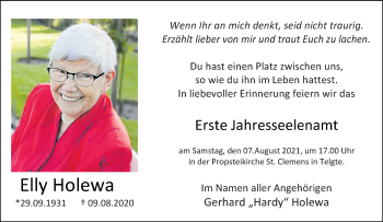 Anzeige von Elly Holewa 
