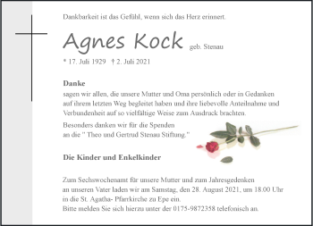 Anzeige von Agnes Kock 