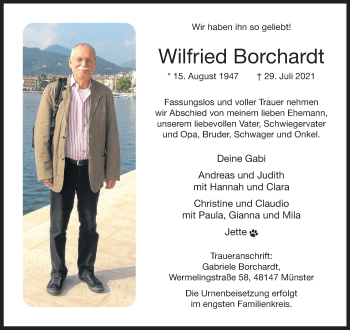 Anzeige von Wilfried Borchard 