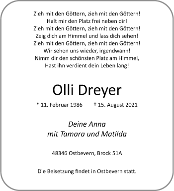 Anzeige von Oliver Dreyer 