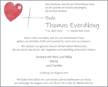 Anzeige von Bodo Thomas Everdiking 